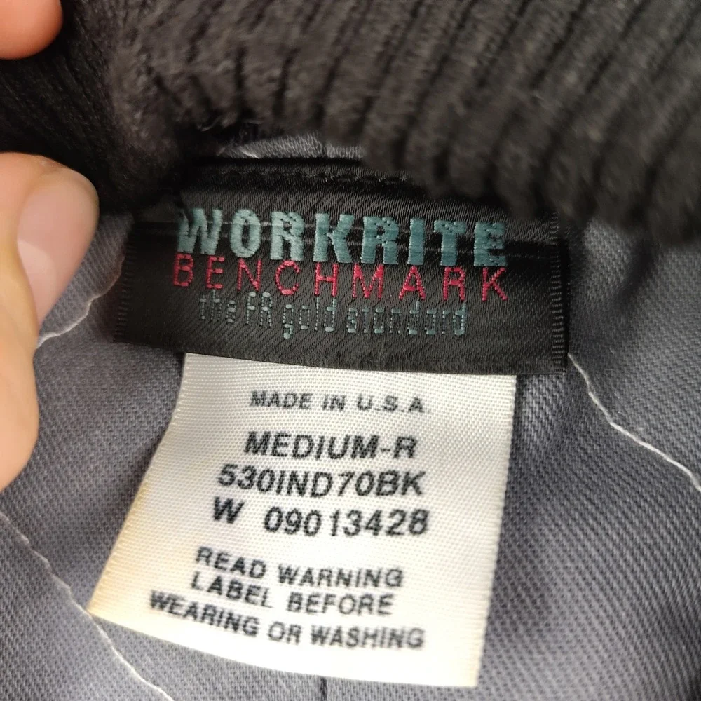 Workrite Benchmark FR Bomber Jacket Mens Medium Navy Blue Flame Resistant USA
